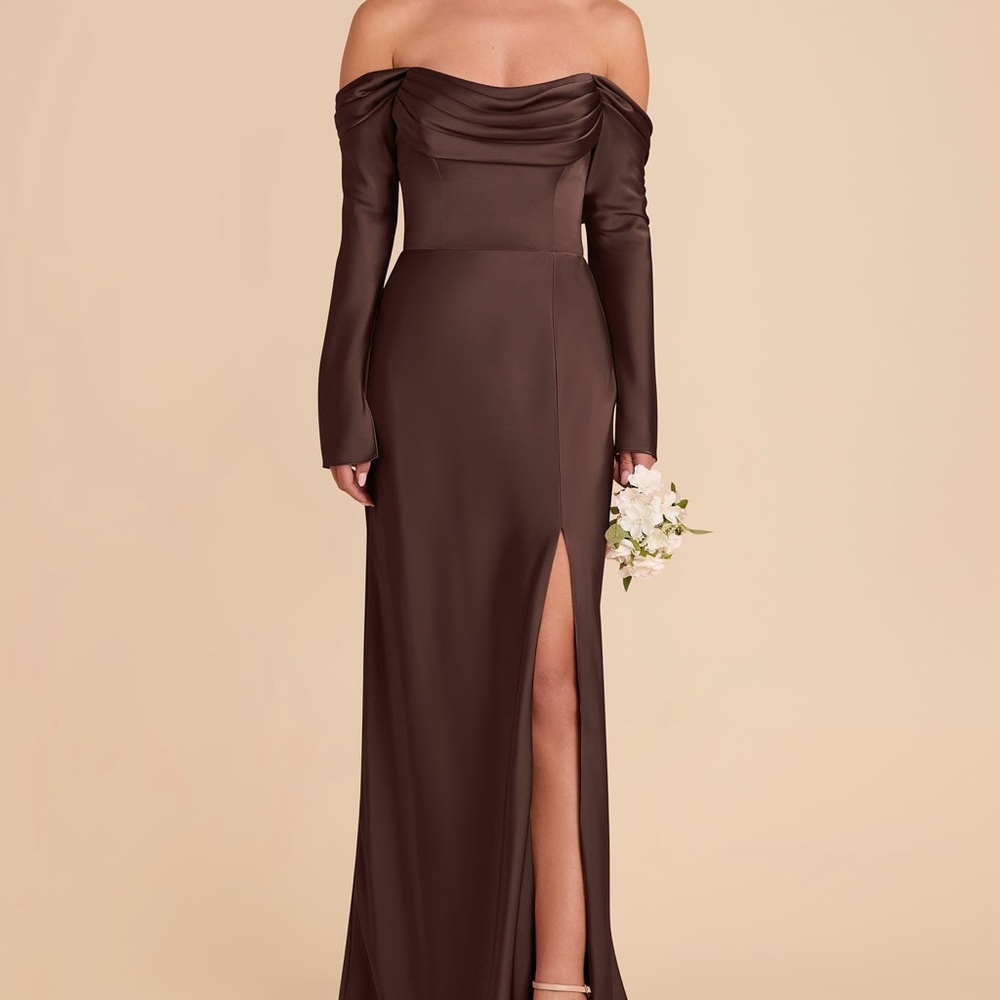 Birdy Grey Chocolate Off-Shoulder Maxi Dress